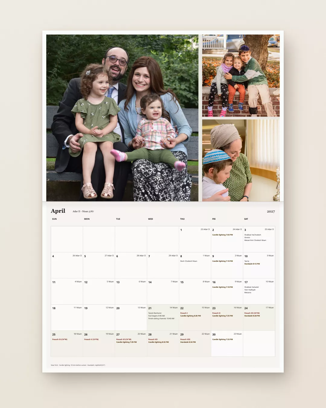 My Custom Jewish Calendar example — 2027 04 heroTwo